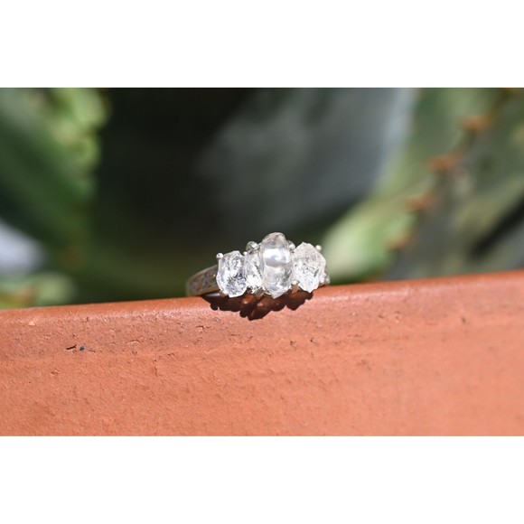 Alternative diamond engagement ring raw stone jewelry anniversary gift sterling - Picture 3 of 4